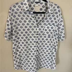 Life After Denim Floral Short Sleeve Button Up Medium